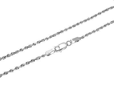 1.5MM SOLID 14K WHITE GOLD DIAMOND CUT ROPE CHAIN ANKLET 9"