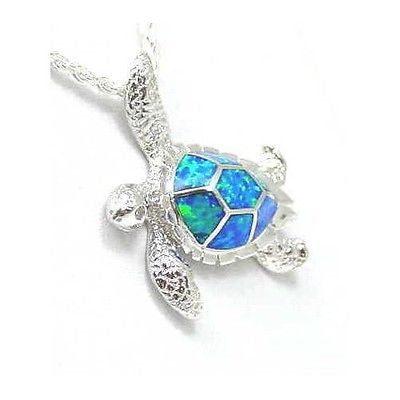 INLAY OPAL HAWAIIAN SEA TURTLE HONU PENDANT SOLID 925 STERLING SILVER EXTRA LARGE