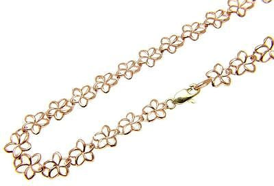 14K YELLOW ROSE WHITE GOLD HAWAIIAN OPEN OUTLINE PLUMERIA FLOWER BRACELET  6.5MM