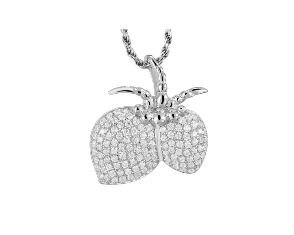 RHODIUM PLATED 925 STERLING SILVER HAWAIIAN COCONUT SLIDE PENDANT CZ 17MM