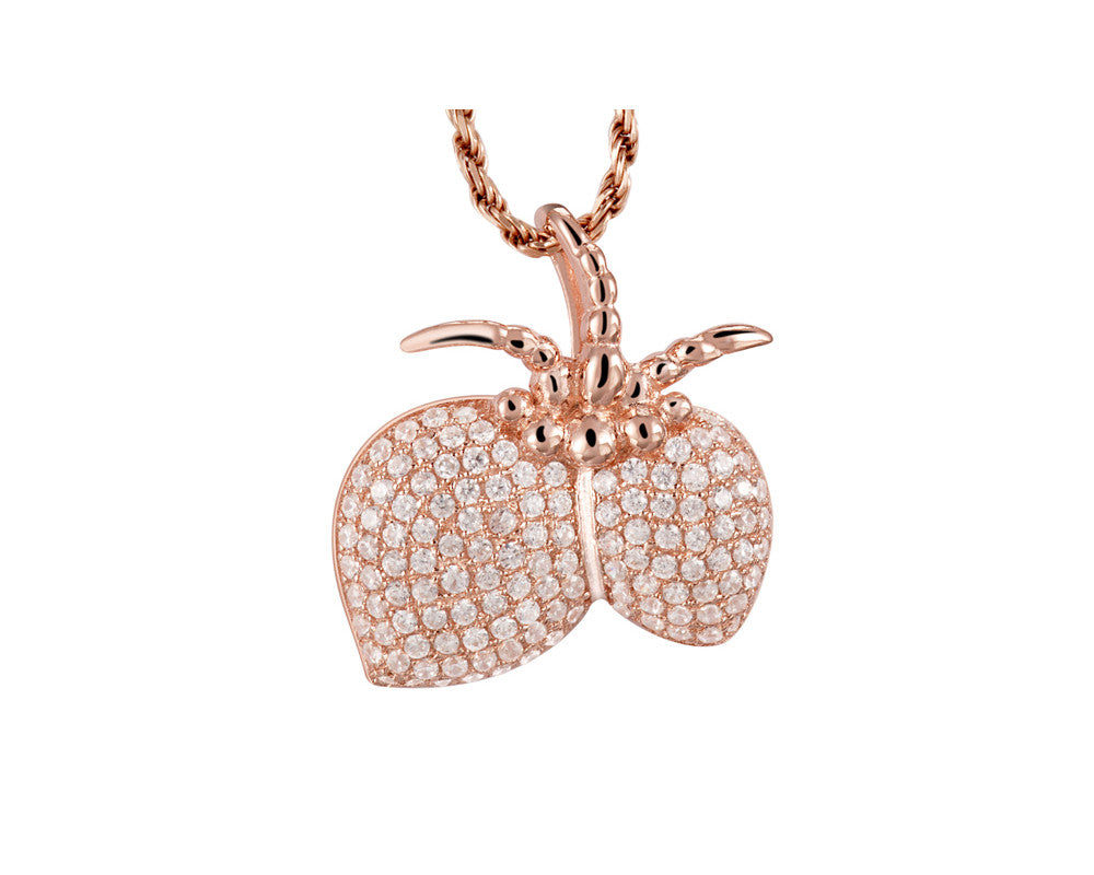 ROSE GOLD PLATED 925 STERLING SILVER HAWAIIAN COCONUT SLIDE PENDANT CZ 17MM