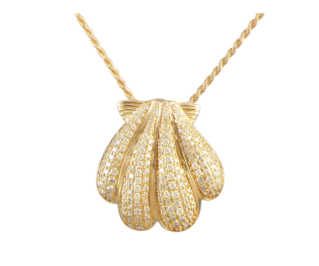 YELLOW GOLD PLATED 925 STERLING SILVER HAWAIIAN SUNRISE SHELL PENDANT CZ 21.50MM