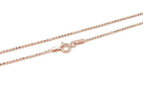 1.2MM ROSE PINK GOLD ITALIAN SILVER 925 DIAMOND CUT BEAD BALL CHAIN NECKLACE 16" 18" 20"