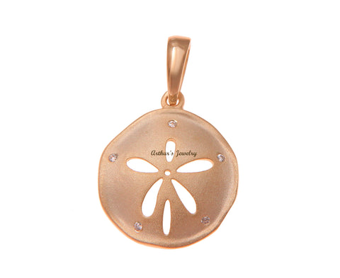 ROSE GOLD PLATED 925 STERLING SILVER HAWAIIAN SAND DOLLAR PENDANT CZ 16.50MM