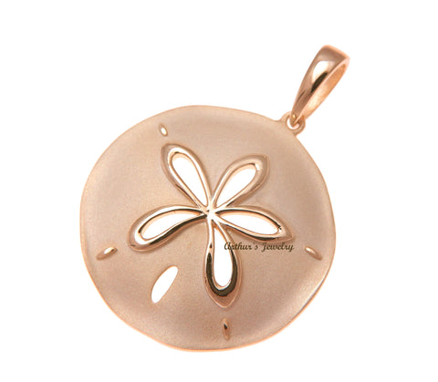 ROSE GOLD PLATED 925 STERLING SILVER HAWAIIAN SAND DOLLAR PENDANT 29.50MM