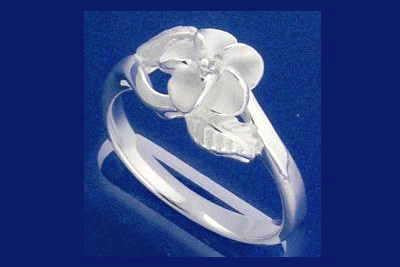 STERLING SILVER 925 HAWAIIAN PLUMERIA FLOWER MAILE LEAF RING SIZE 3 - 10