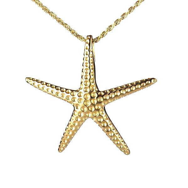 29MM YELLOW GOLD PLATED STERLING SILVER 925 HAWAIIAN STARFISH SLIDER PENDANT