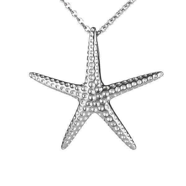 29MM STERLING SILVER 925 HAWAIIAN STARFISH SLIDER PENDANT RHODIUM