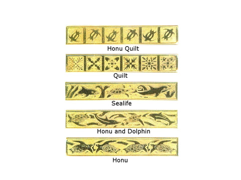 14k yellow gold custom made Hawaiian heirloom sea life honu dolphin quilt 12mm bangle