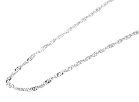 1MM 14K SOLID WHITE GOLD SINGAPORE CHAIN NECKLACE 16" 18" 20" 22" 24"