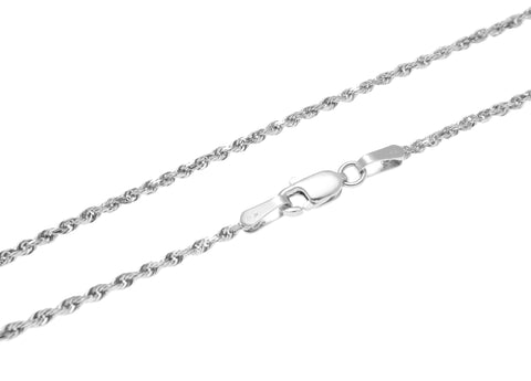 1.5MM SOLID 14K WHITE GOLD DIAMOND CUT ROPE CHAIN NECKLACE 16" 18" 20" 22" 24" 30"
