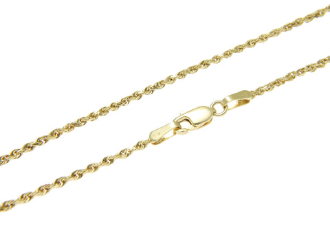 1.5MM SOLID 14K YELLOW GOLD DIAMOND CUT ROPE CHAIN NECKLACE 16" 18" 20" 22" 24" 30"