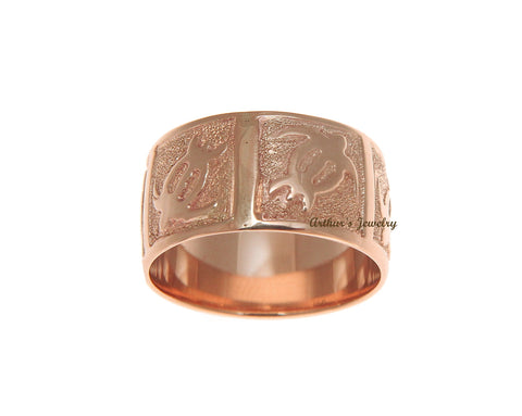 14K SOLID PINK ROSE GOLD 10MM CUSTOM MADE HAWAIIAN HONU TURTLE PERSONALIZED RING