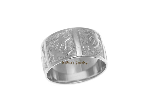 14K SOLID WHITE GOLD 10MM CUSTOM MADE HAWAIIAN HONU TURTLE PERSONALIZED RING
