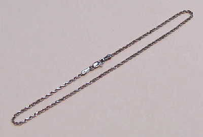 1.5MM SOLID 14K WHITE GOLD DIAMOND CUT ROPE CHAIN ANKLET 9"