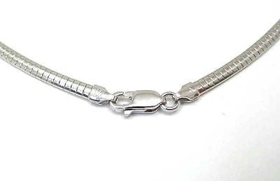 3MM ITALIAN STERLING SILVER 925 RHODIUM PLATED OMEGA CHAIN NECKLACE 16" 18" 20"