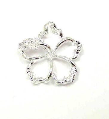 SILVER 925 HAWAIIAN OPEN FLOATING HIBISCUS FLOWER PENDANT 29MM