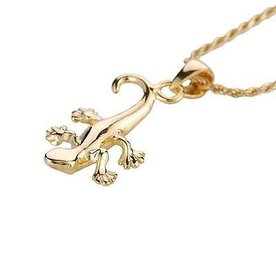 YELLOW GOLD PLATED STERLING SILVER 925 HIGH POLISH SHINY HAWAIIAN GECKO PENDANT