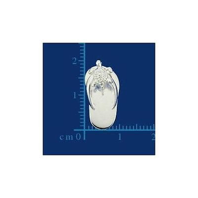 SILVER 925 SHINY HIGH POLISH HAWAIIAN SLIPPER FLIP FLOP THONG PENDANT TURTLE