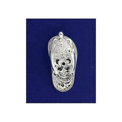 SILVER 925 HAWAIIAN SLIPPER FLIP FLOP THONG PENDANT TURTLE PLUMERIA SCROLL