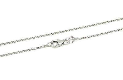1MM SOLID 14K WHITE GOLD SHINY ITALIAN BOX CHAIN NECKLACE LOBSTER
