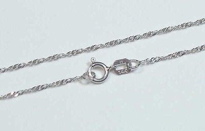 1MM 14K SOLID WHITE GOLD SINGAPORE CHAIN NECKLACE 16
