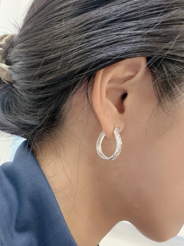 20MM STERLING SILVER 925 HAWAIIAN PLUMERIA FLOWER SCROLL OVAL HOOP EARRINGS