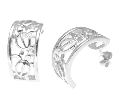 STERLING SILVER 925 HAWAIIAN 3 HONU SEA TURTLE HOOP POST STUD EARRINGS