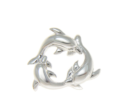SOLID 925 STERLING SILVER HAWAIIAN SWIMMING DOLPHIN CIRCLE CHARM PENDANT 21MM