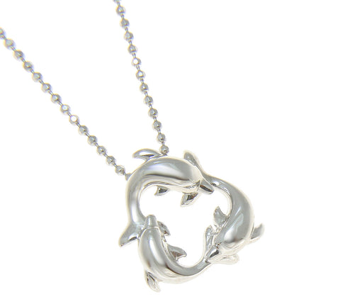 SOLID 925 STERLING SILVER HAWAIIAN SWIMMING DOLPHIN CIRCLE CHARM PENDANT 15MM