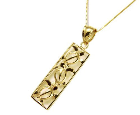 SOLID 14K YELLOW GOLD HAWAIIAN 3 CUT OUT HONU SEA TURTLE VERTICAL PENDANT