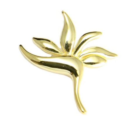 YELLOW GOLD PLATED 925 SILVER HAWAIIAN BIRD OF PARADISE FLOWER PENDANT 22.50MM