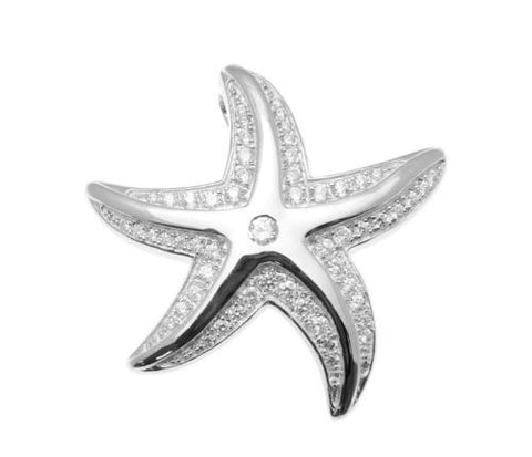 YELLOW ROSE GOLD PLATED RHODIUM SILVER 925 HAWAIIAN STARFISH SLIDE PENDANT CZ