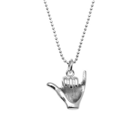 STERLING SILVER 925 RHODIUM HAWAIIAN "SHAKA" HANG LOOSE CHARM PENDANT 12MM-19MM