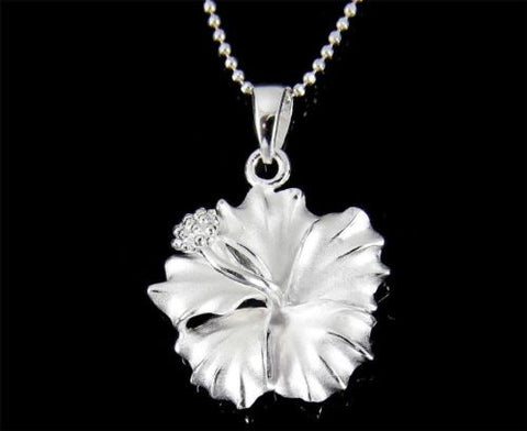 STERLING SILVER 925 HAWAIIAN HIBISCUS FLOWER PENDANT 12MM - 25MM