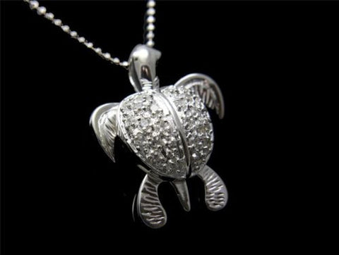STERLING SILVER 925 HAWAIIAN 3D MOVING SEA TURTLE PENDANT SPARKLY CZ 18.70MM