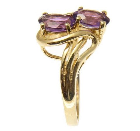 GENUINE 1.50CT OVAL AMETHYST RING SOLID 14K YELLOW GOLD