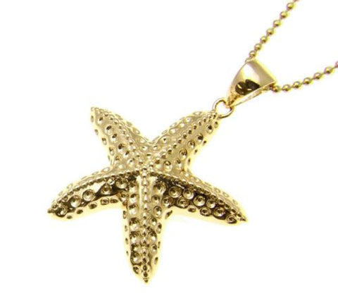 YELLOW GOLD PLATED SILVER 925 HAWAIIAN SEA STARFISH CHARM PENDANT 15MM-26MM