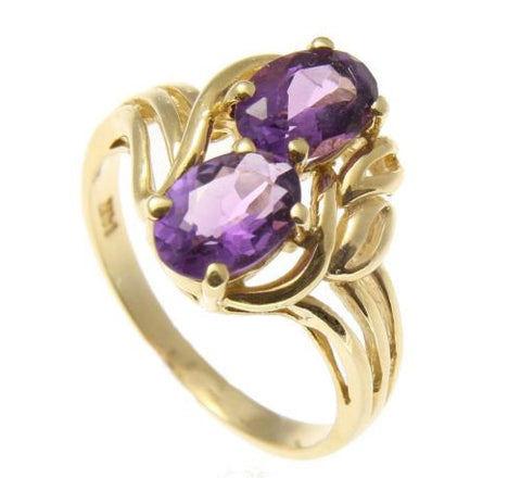 GENUINE 1.50CT OVAL AMETHYST RING SOLID 14K YELLOW GOLD