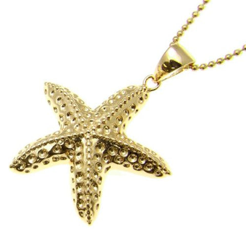 YELLOW GOLD PLATED SILVER 925 HAWAIIAN SEA STARFISH CHARM PENDANT 15MM-26MM