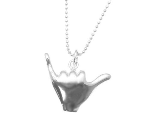 STERLING SILVER 925 RHODIUM HAWAIIAN "SHAKA" HANG LOOSE CHARM PENDANT 12MM-19MM