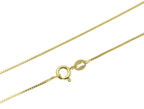 1MM ITALIAN YELLOW GOLD ON SILVER 925 BOX CHAIN NECKLACE 16