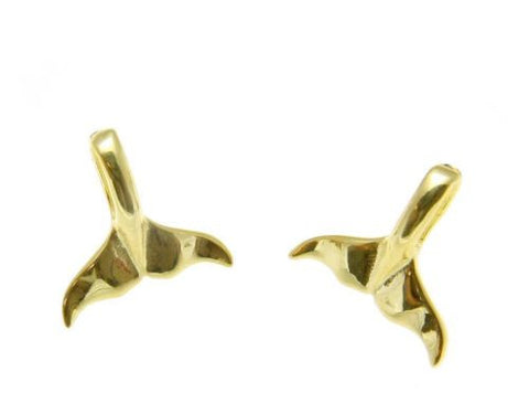 YELLOW ROSE GOLD PLATED RHODIUM SILVER 925 HAWAIIAN WHALE TAIL EARRINGS SMALL