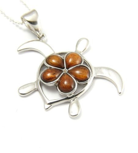 Sterling Silver And Koa Wood Honu ( Turtle ) - Handmade In Hawaii - Foto 8