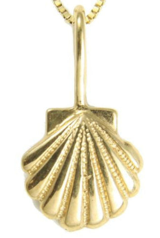 9.75MM SOLID 14K YELLOW GOLD HAWAIIAN SEA SUNRISE SHELL PENDENT CHARM
