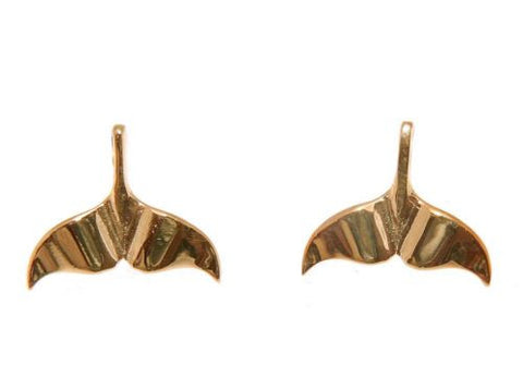 YELLOW ROSE GOLD PLATED RHODIUM SILVER 925 HAWAIIAN WHALE TAIL EARRINGS SMALL