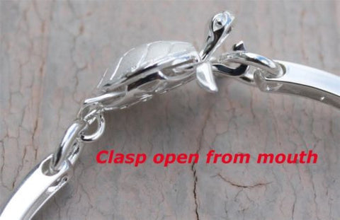 STERLING SILVER 925 MOVEABLE 3D HAWAIIAN SEA TURTLE BANGLE BRACELET 7"