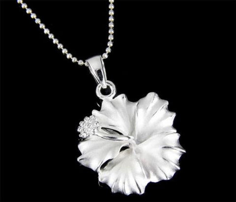 STERLING SILVER 925 HAWAIIAN HIBISCUS FLOWER PENDANT 12MM - 25MM