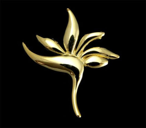 YELLOW GOLD PLATED 925 SILVER HAWAIIAN BIRD OF PARADISE FLOWER PENDANT 22.50MM