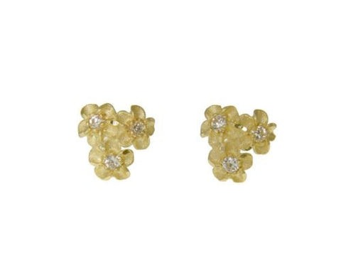 10MM SOLID 14K YELLOW GOLD HAWAIIAN DIAMOND CUT PLUMERIA FLOWER POST EARRINGS